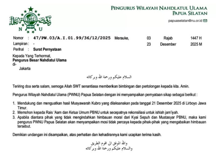 Pasca Musyawarah Kubro, PWNU Papua Selatan Tegaskan Sikap ke PBNU