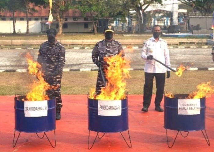 Sinergi Kodaeral XI dan Bea Cukai Musnahkan Jutaan Batang Rokok Ilegal di Papua Selatan