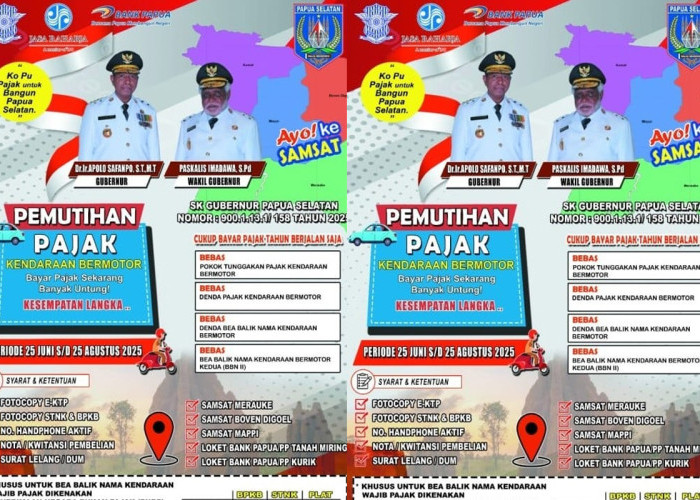 Manfaatkan Pemutihan Denda Pajak Kendaraan Bermotor di Papua Selatan, Ini Ajakan Gubernur Apolo Safanpo